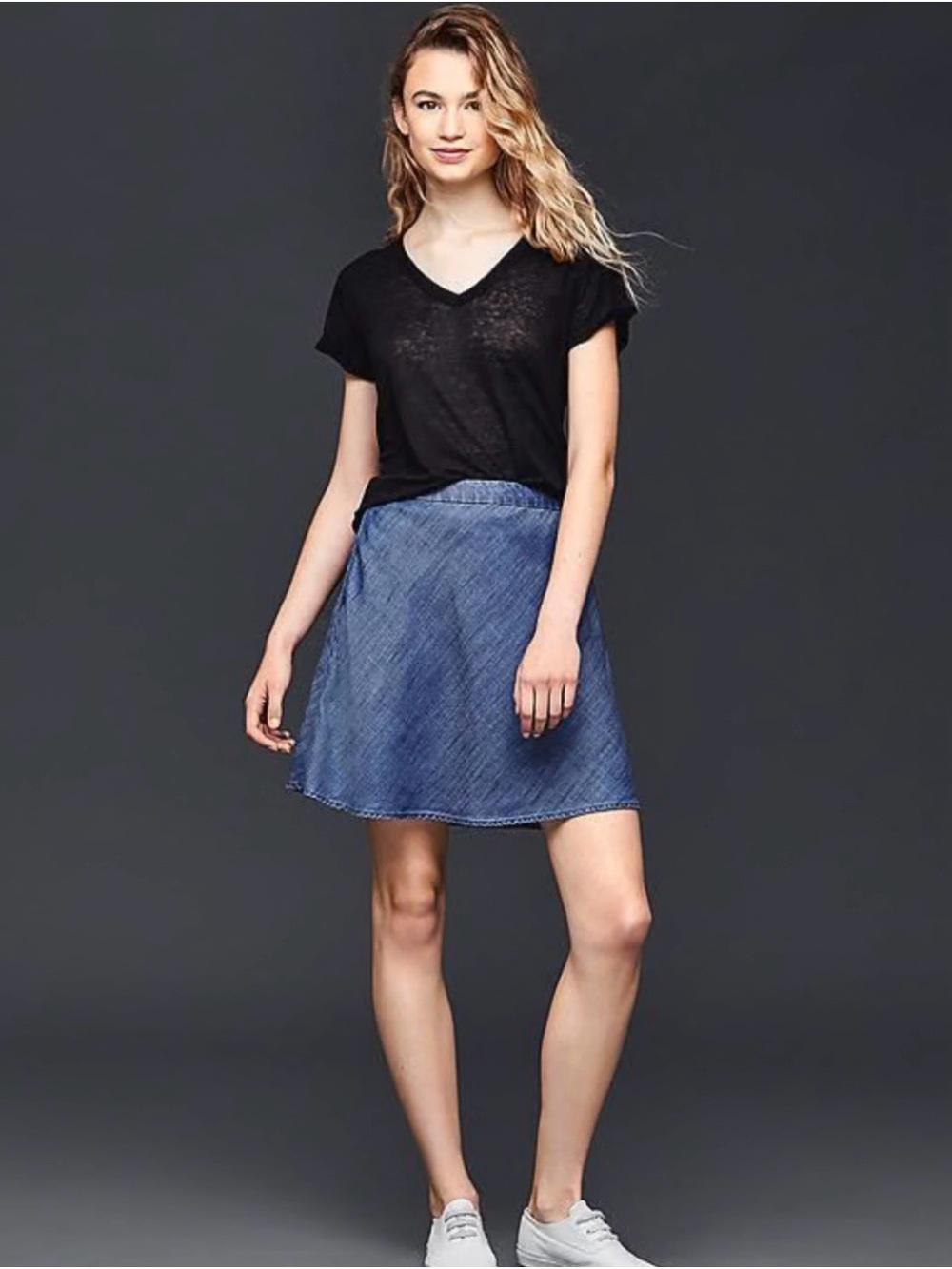 Gap Blue Tencel Chambray Flippy 100% Lyocell A-Line Short Denim Skirt Size 10